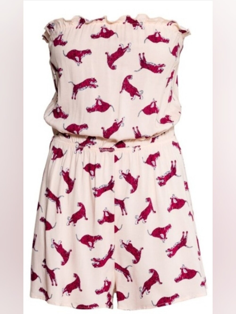 🌟7/25$ H&M Cream Romper with Magenta Tiger Print